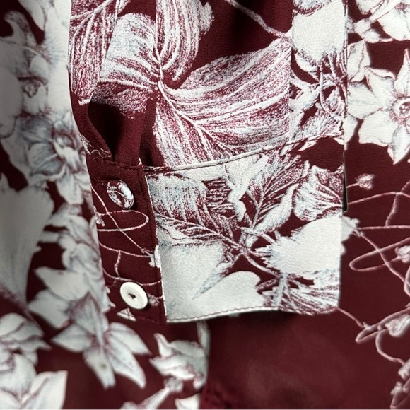 NWT BCBG Max Azria Ashton Port Burgundy Floral Long Sleeve Two Layer Dress XXS - Picture 5 of 11